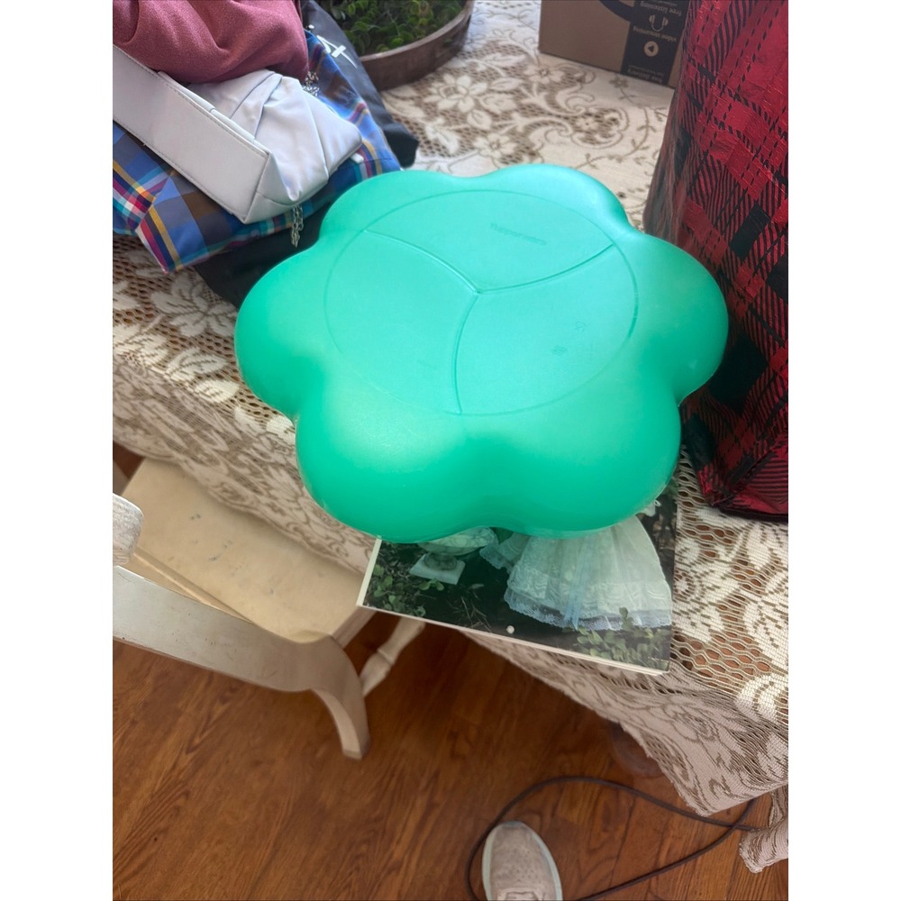 Tupperware Flower Serving Tray Teal Green 3 Compartment Insert Vintage 1534 1535